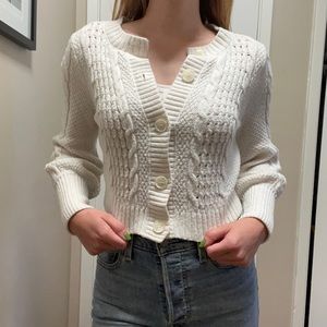 White cable knit cardigan!